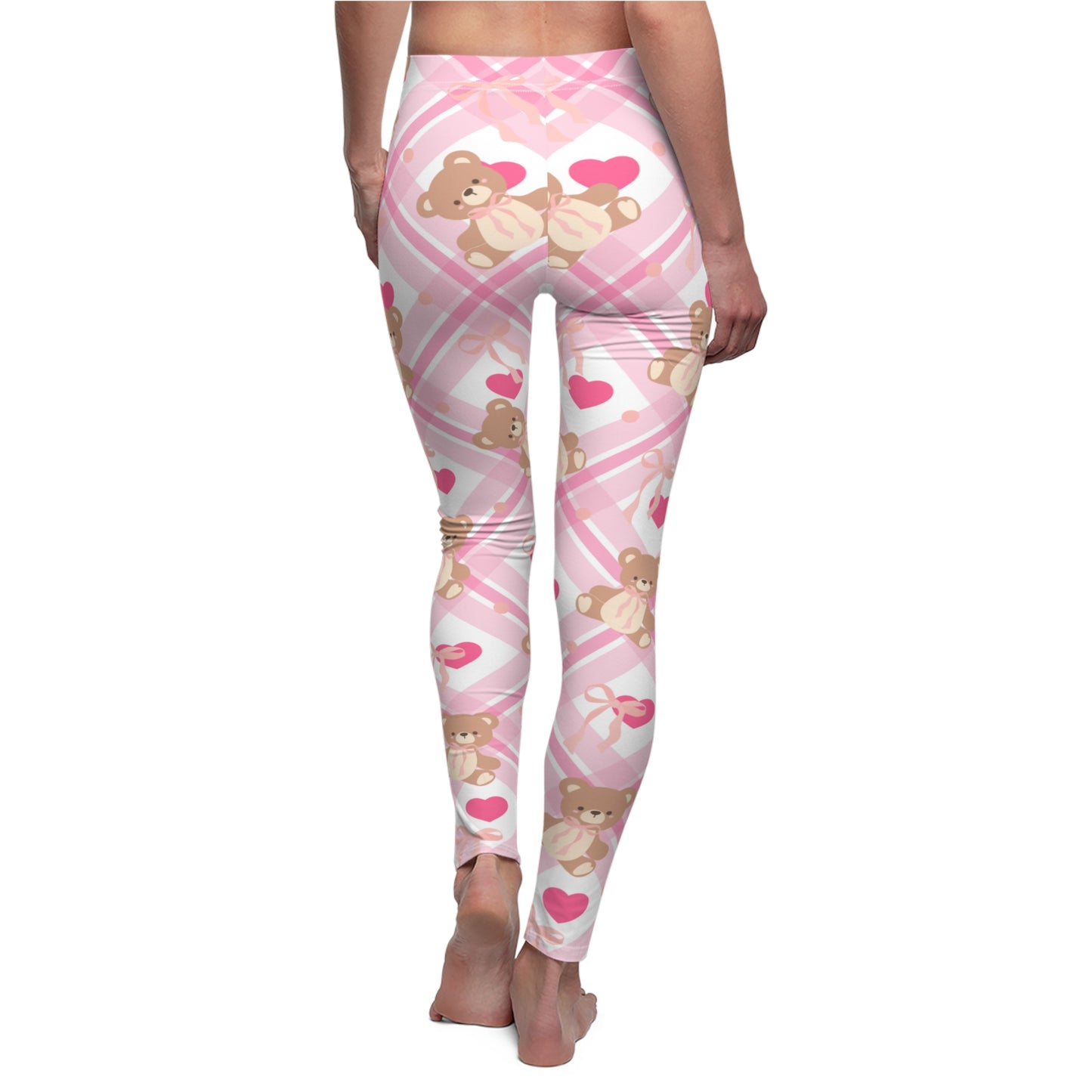 Teddy Bears & Hearts Women's Cut & Sew Casual Leggings (AOP)