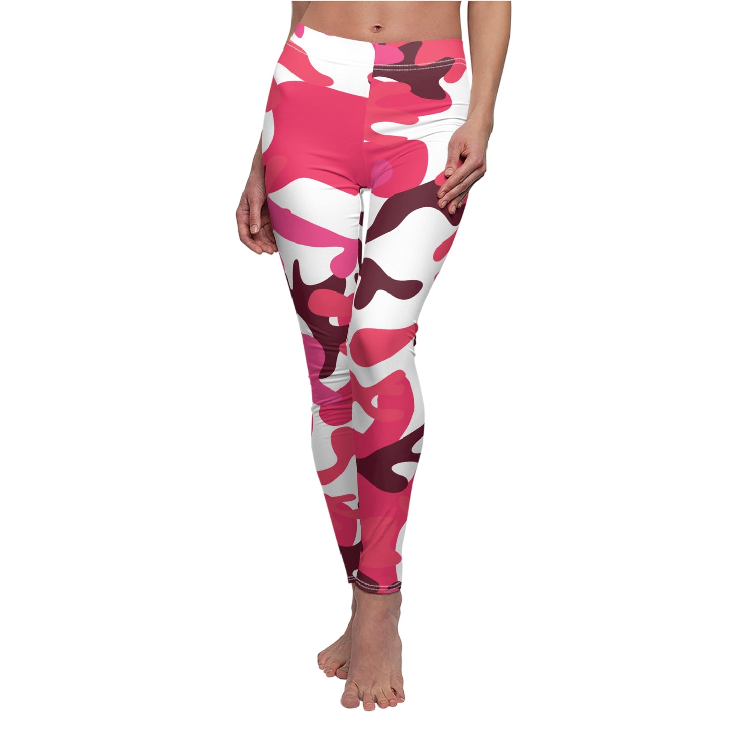 Pink Camo Women's Cut & Sew Casual Leggings (AOP)