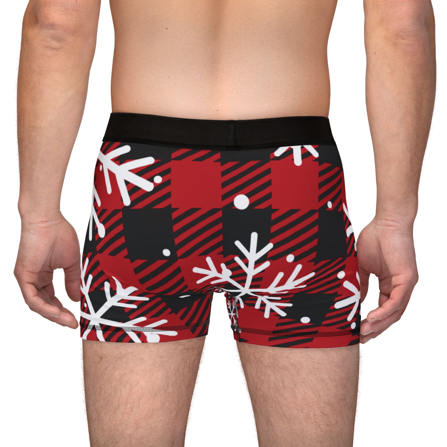 Plaid w/ snow Men's Boxers (AOP)