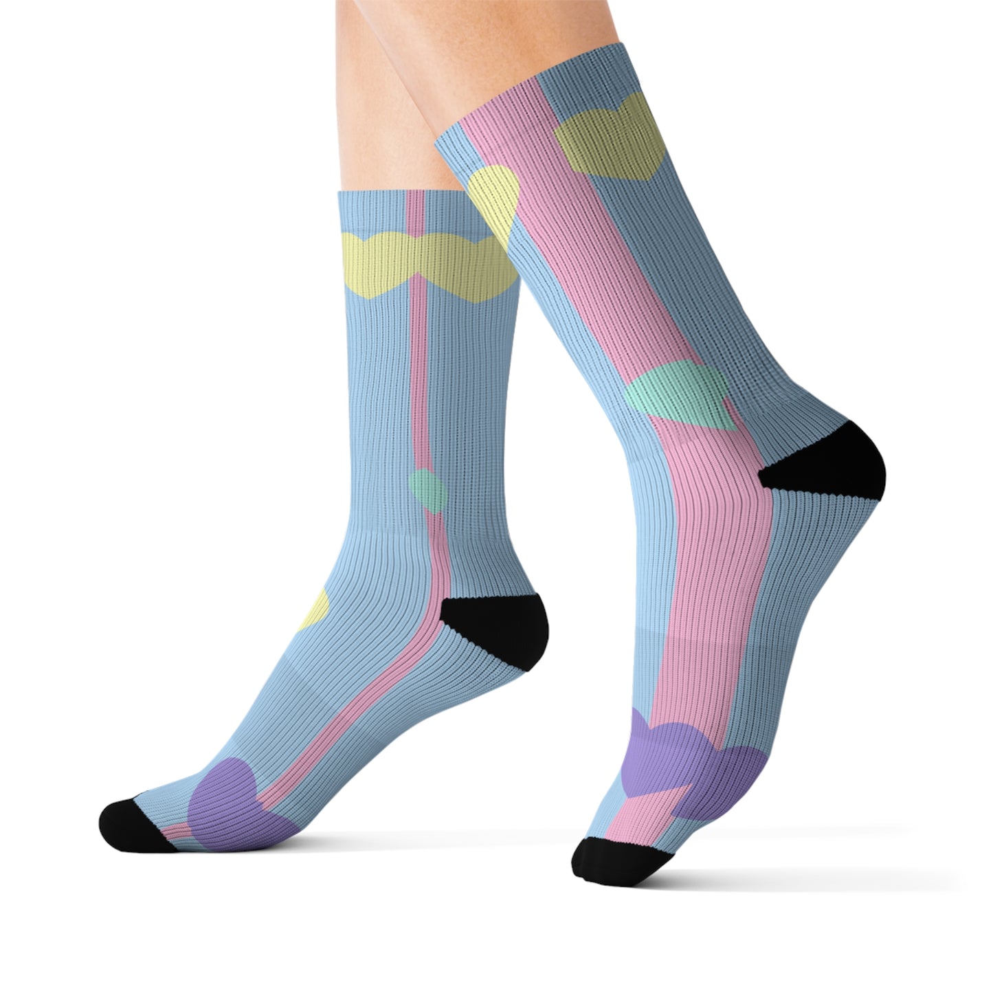 Pastel Hearts Sublimation Socks
