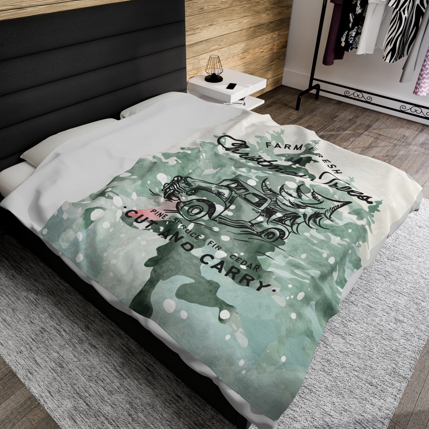 Christmas Trees Velveteen Plush Blanket