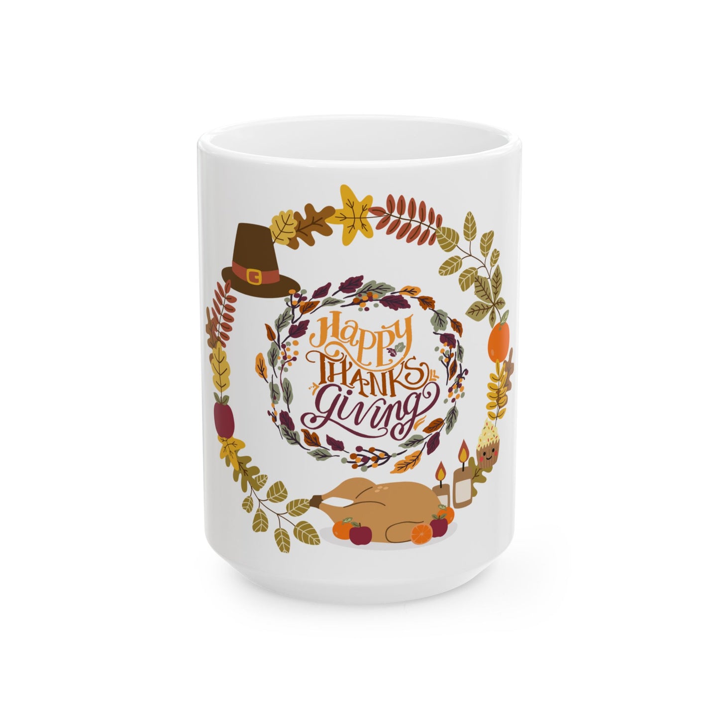 Happy Thanksgiving Ceramic Mug, (15oz)