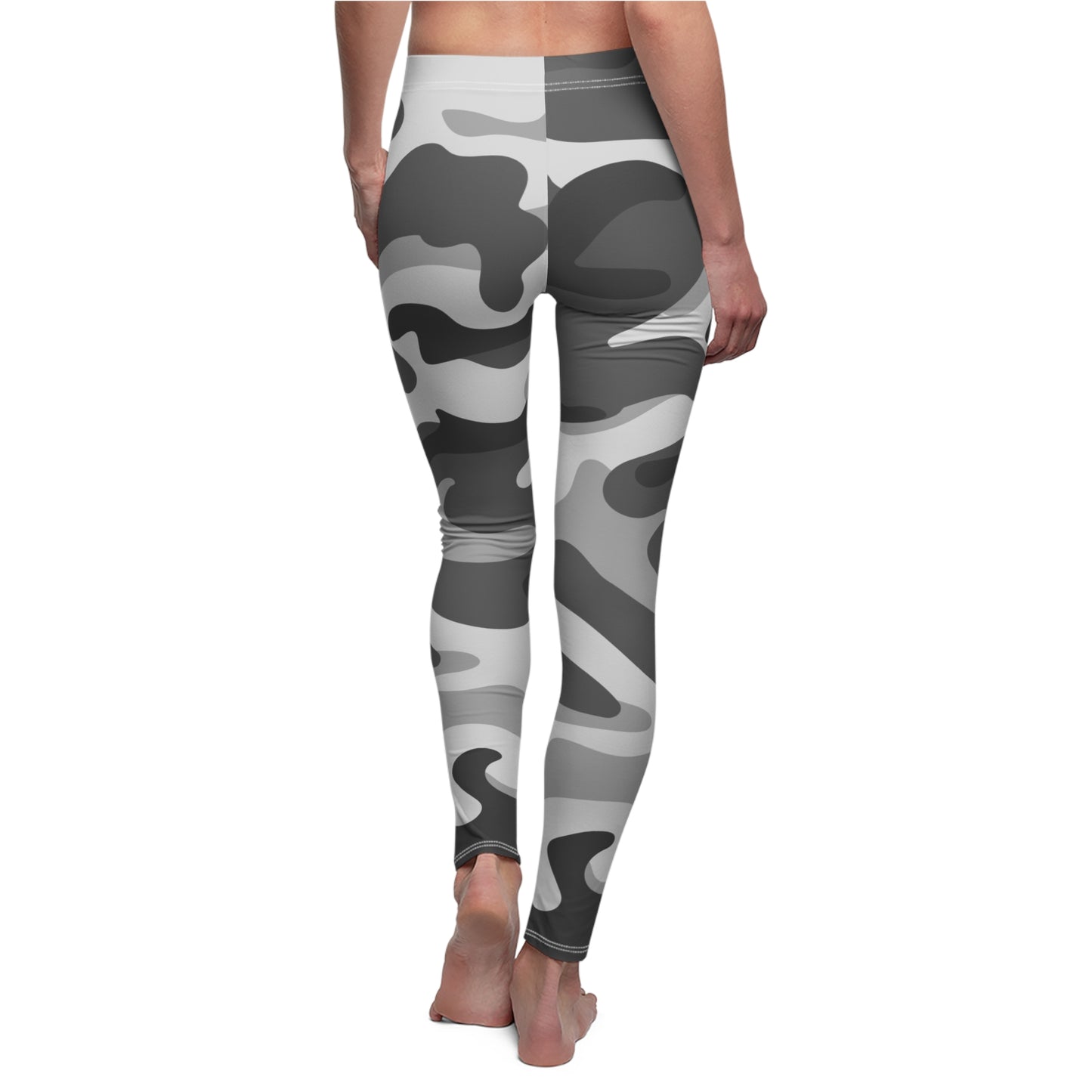 Gray Camo Women's Cut & Sew Casual Leggings (AOP)