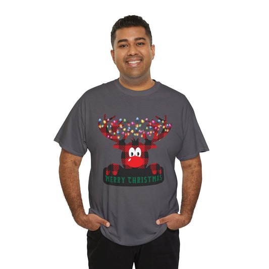 Plaid Deer Unisex Heavy Cotton Tee