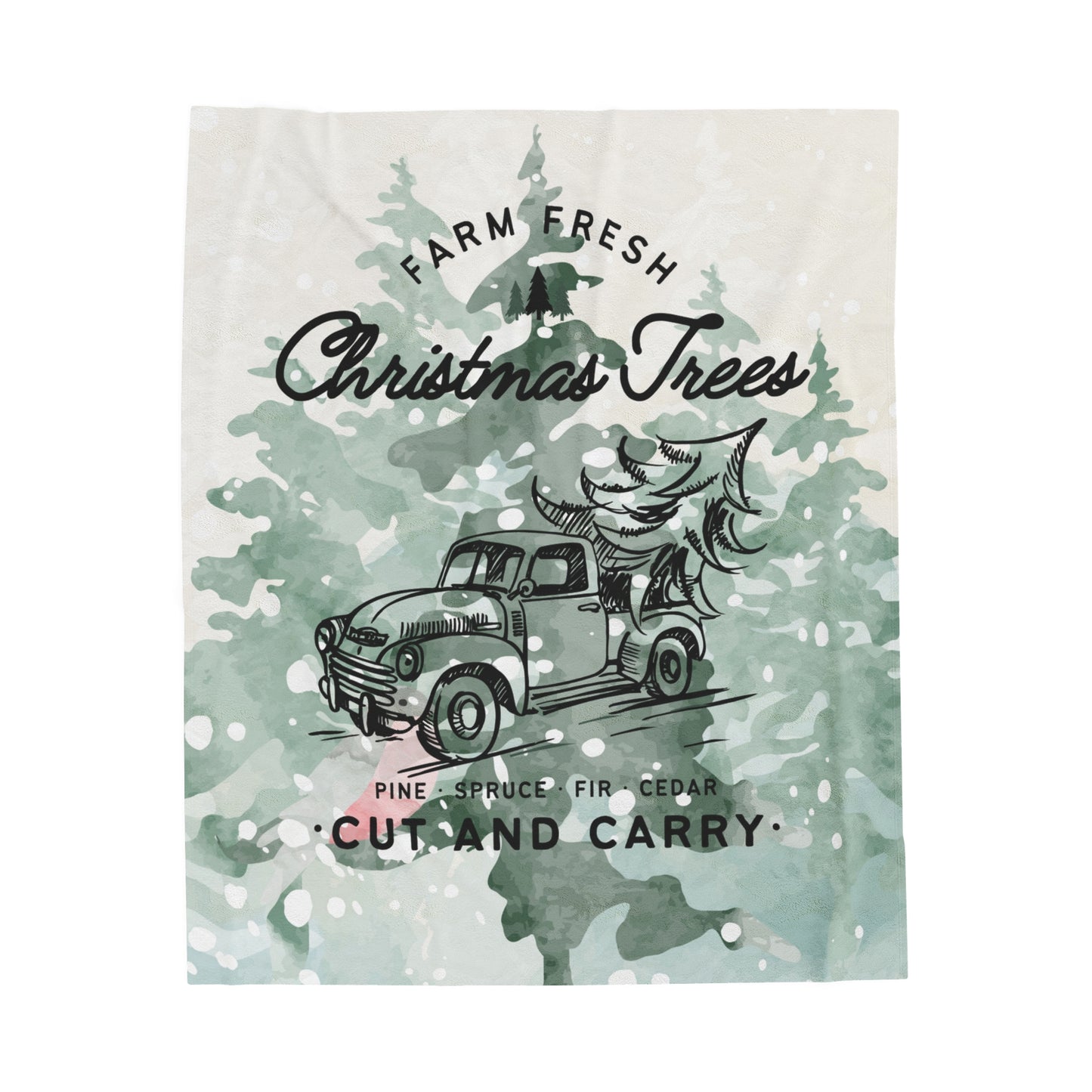 Christmas Trees Velveteen Plush Blanket