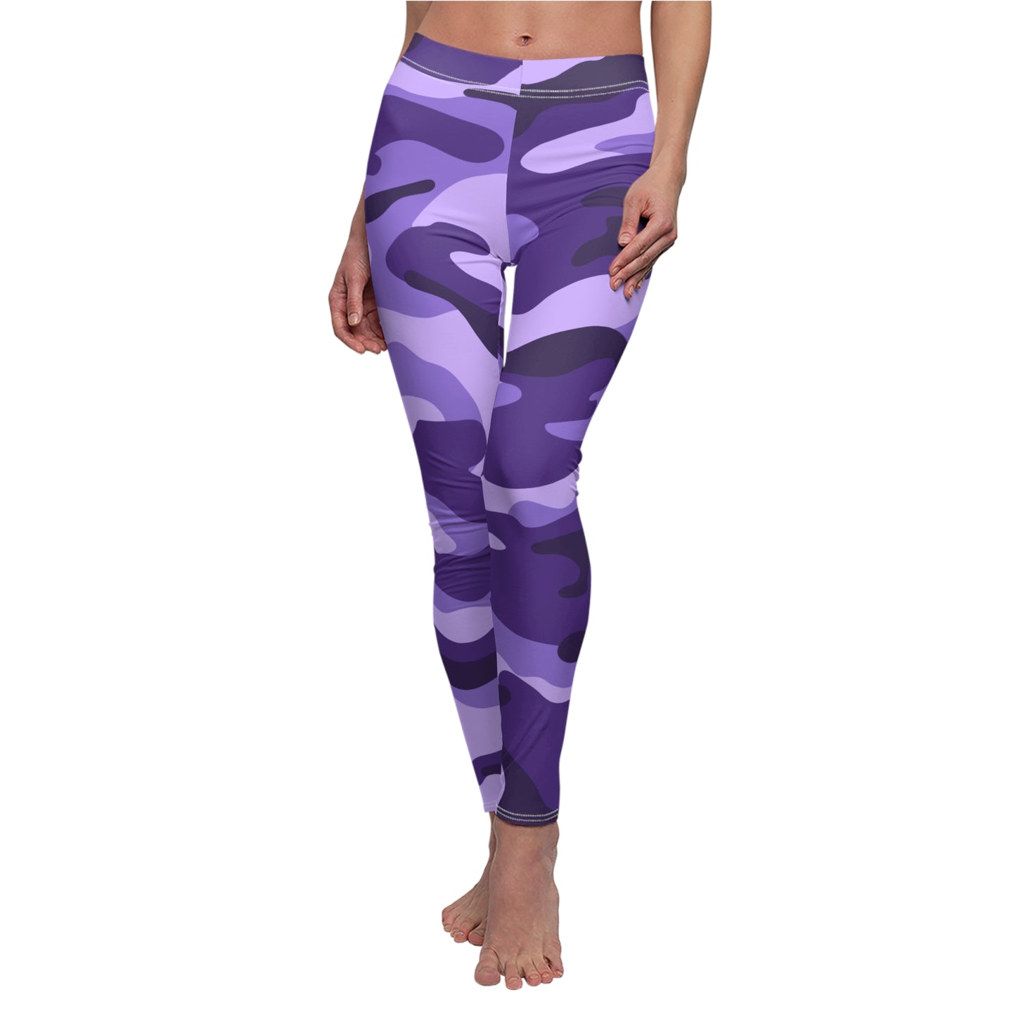 Purple Camo Women's Cut & Sew Casual Leggings (AOP)