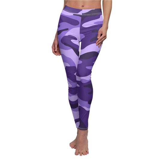 Purple Camo Women's Cut & Sew Casual Leggings (AOP)