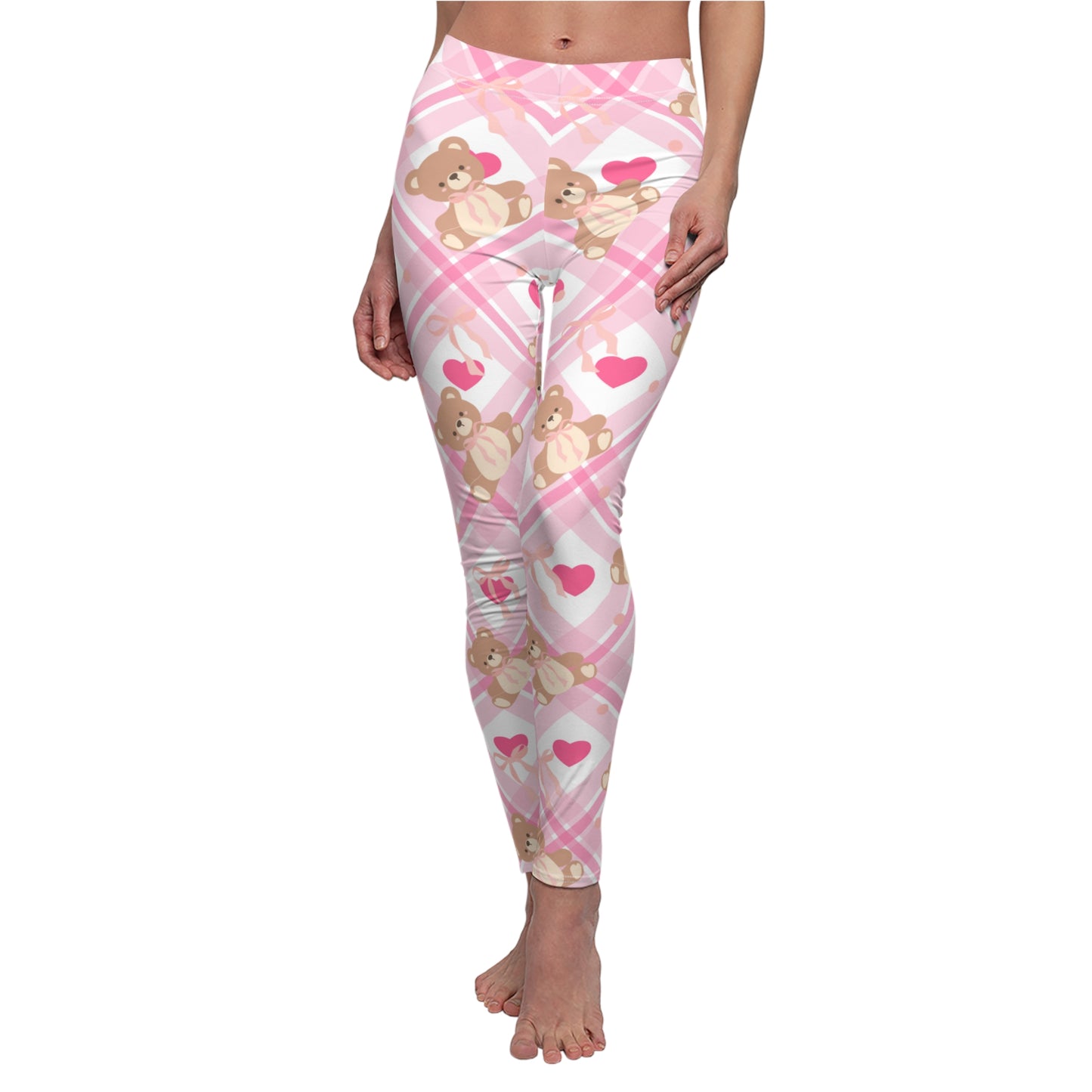 Teddy Bears & Hearts Women's Cut & Sew Casual Leggings (AOP)