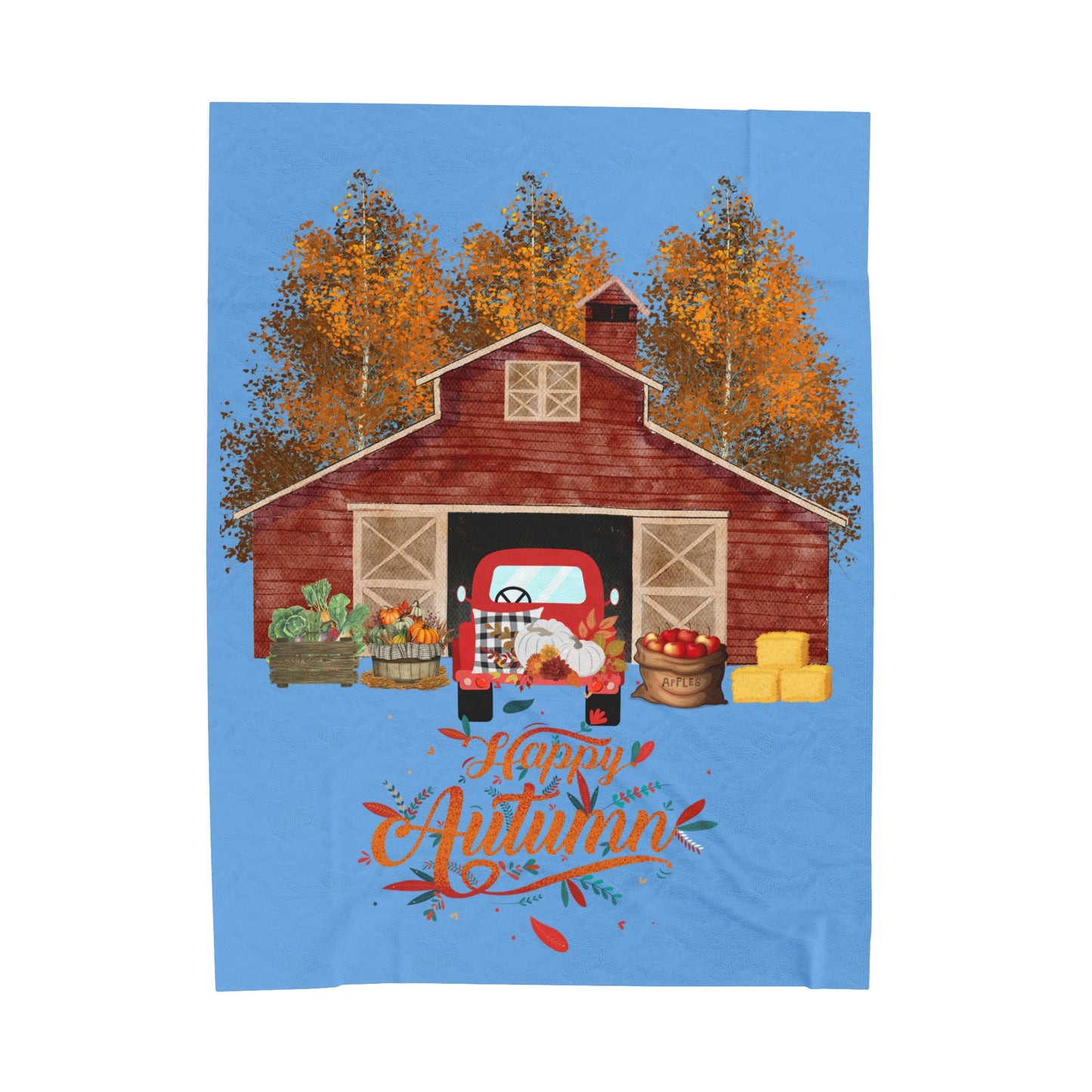 Happy Autumn Velveteen Plush Blanket