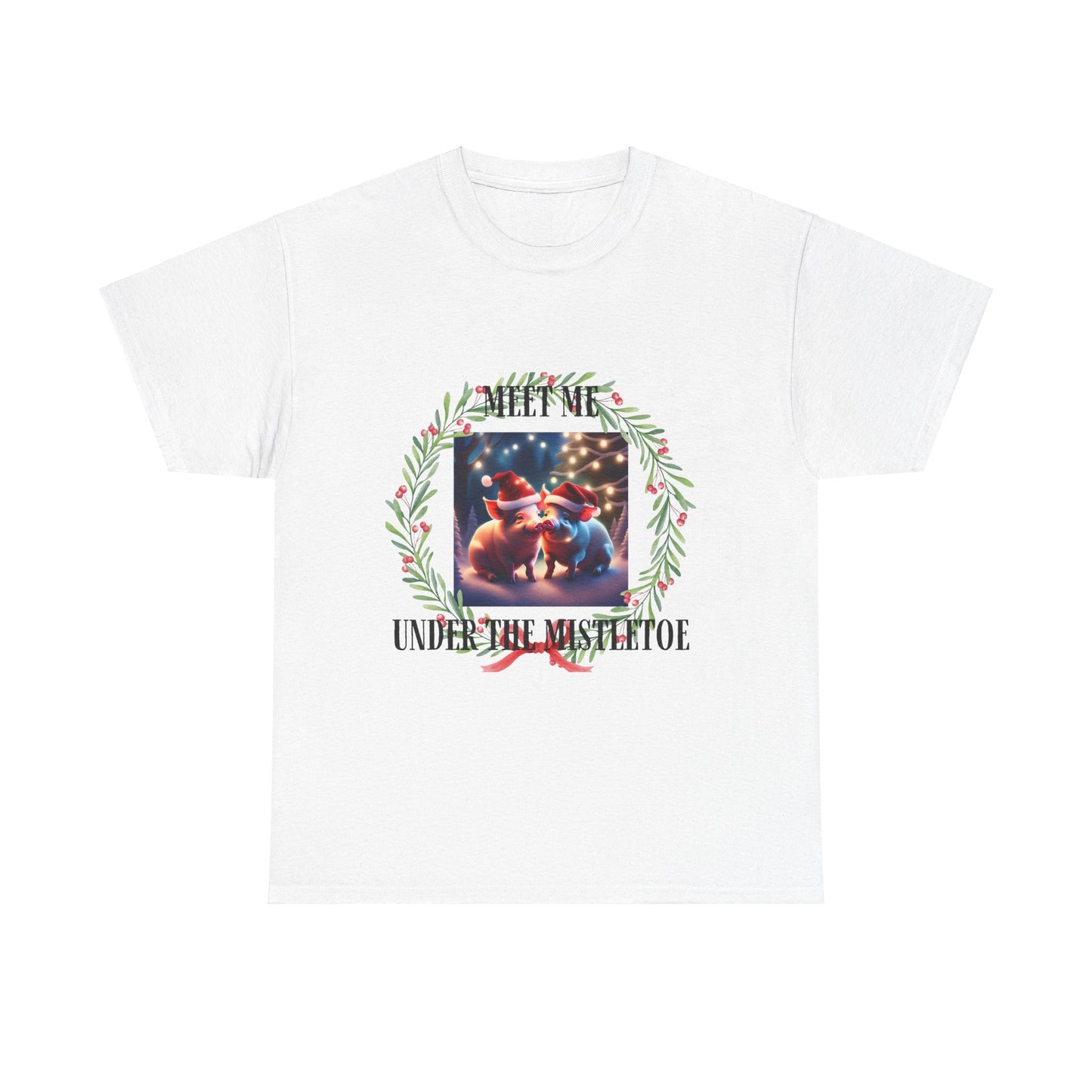 Mistletoe Pigs Unisex Heavy Cotton Tee
