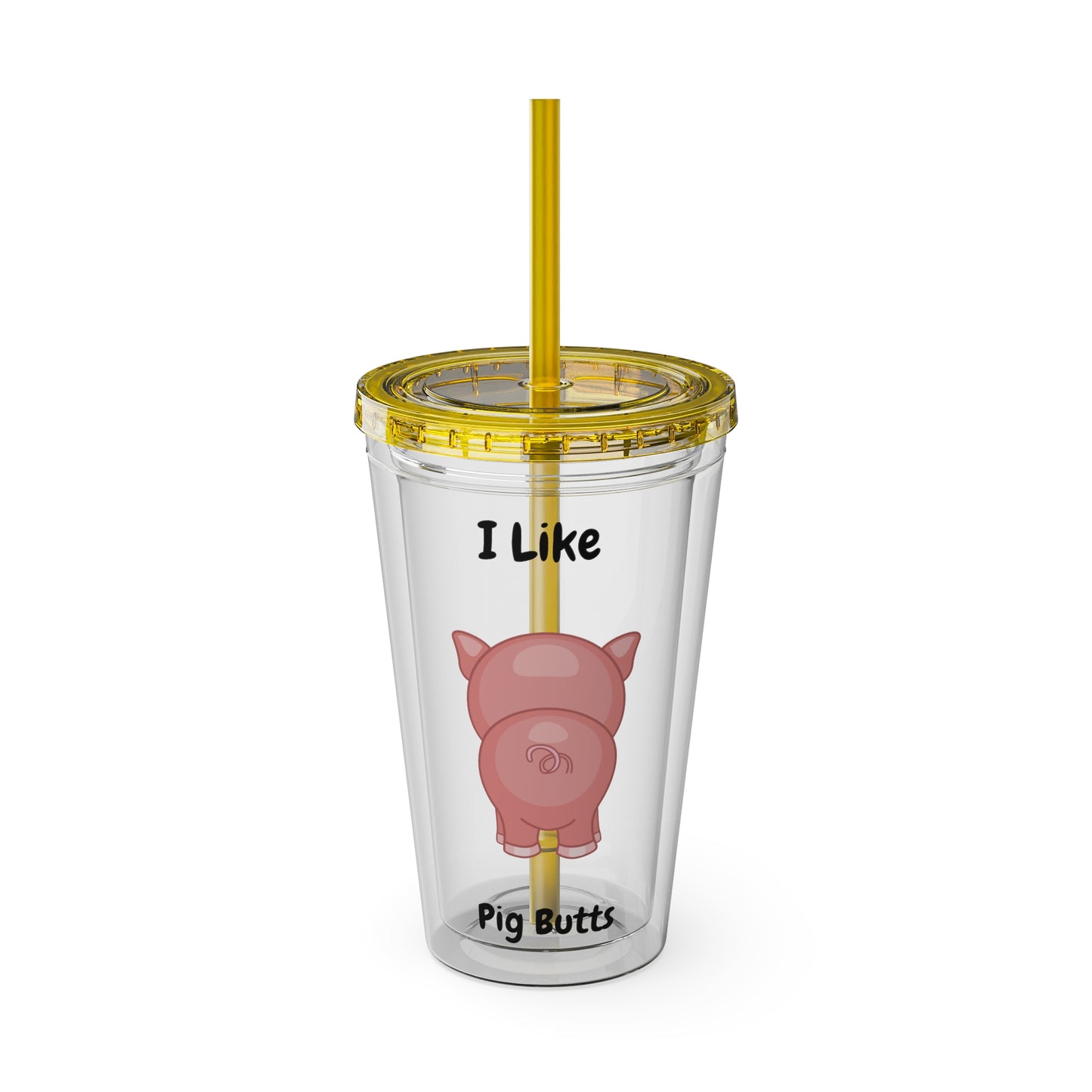 I Like Pig Butts Sunsplash Tumbler with Straw, 16oz