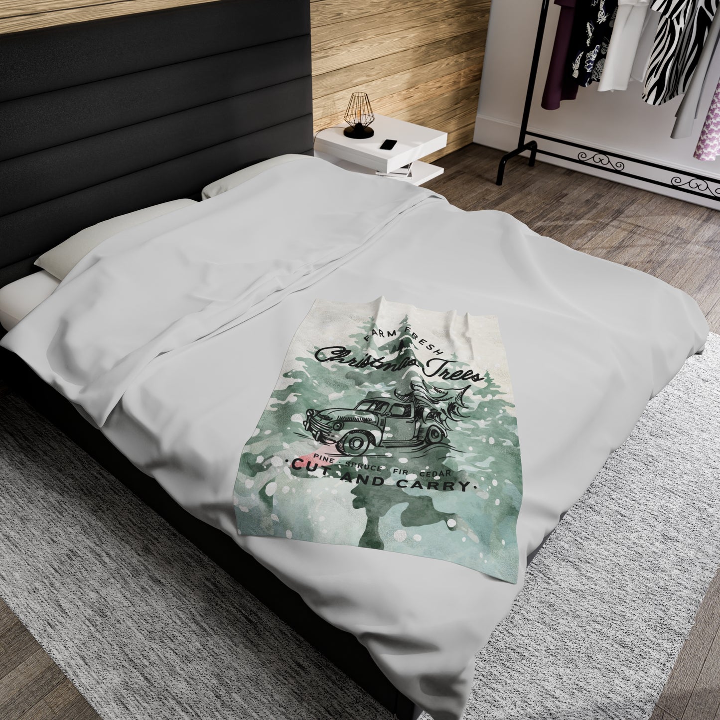 Christmas Trees Velveteen Plush Blanket