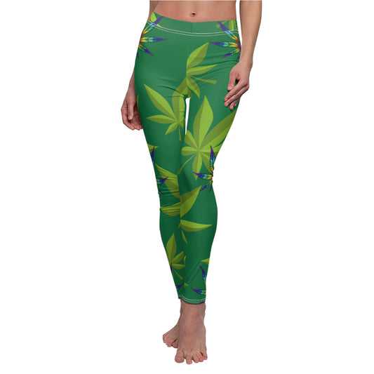 Weed Women's Cut & Sew Casual Leggings (AOP)
