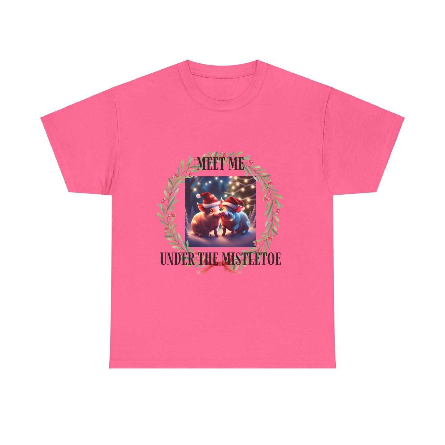 Mistletoe Pigs Unisex Heavy Cotton Tee