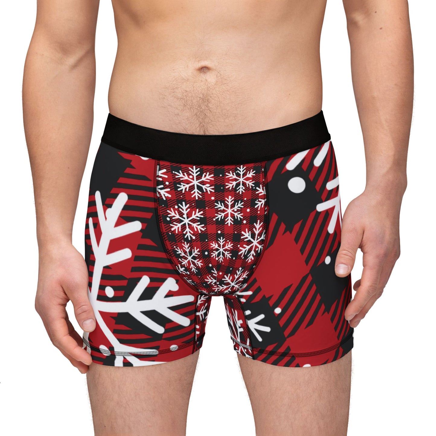 Plaid w/ snow Men's Boxers (AOP)