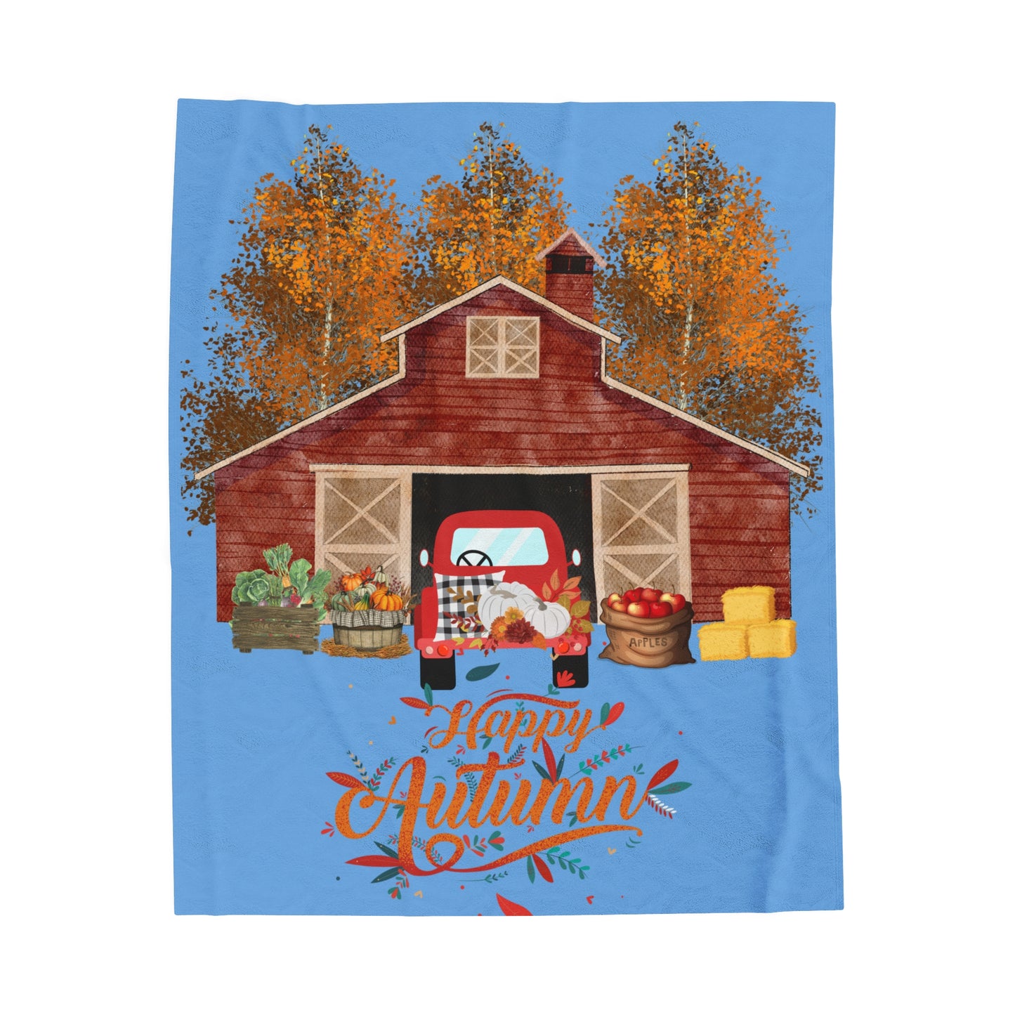 Happy Autumn Velveteen Plush Blanket