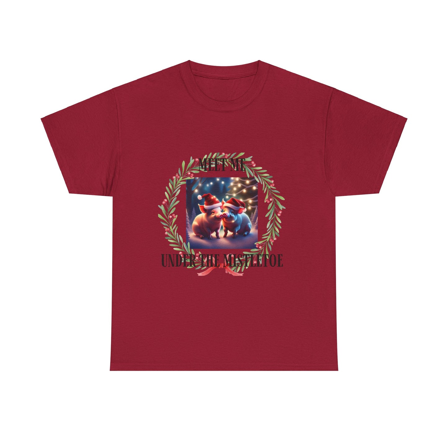 Mistletoe Pigs Unisex Heavy Cotton Tee