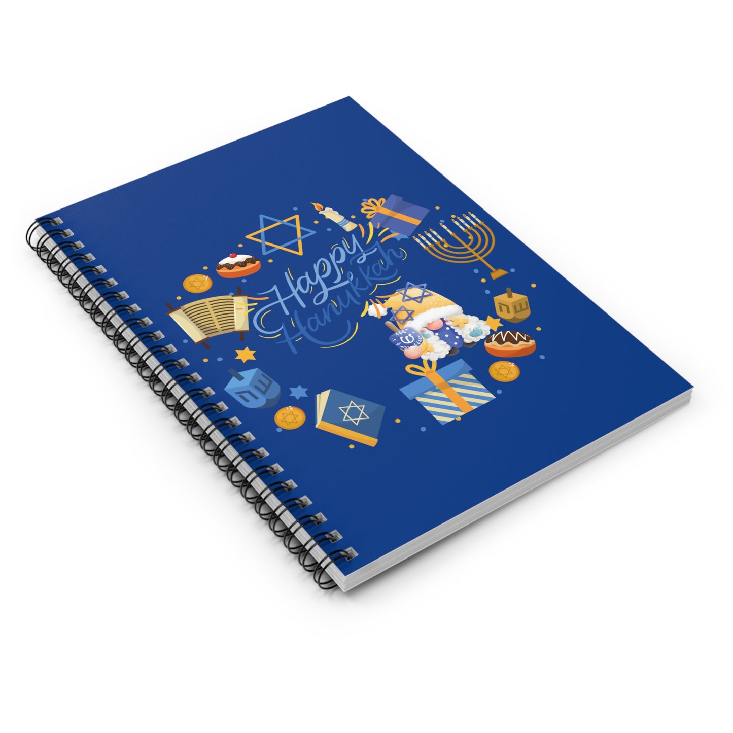 Happy Hanukkah Spiral Notebook - Ruled Line