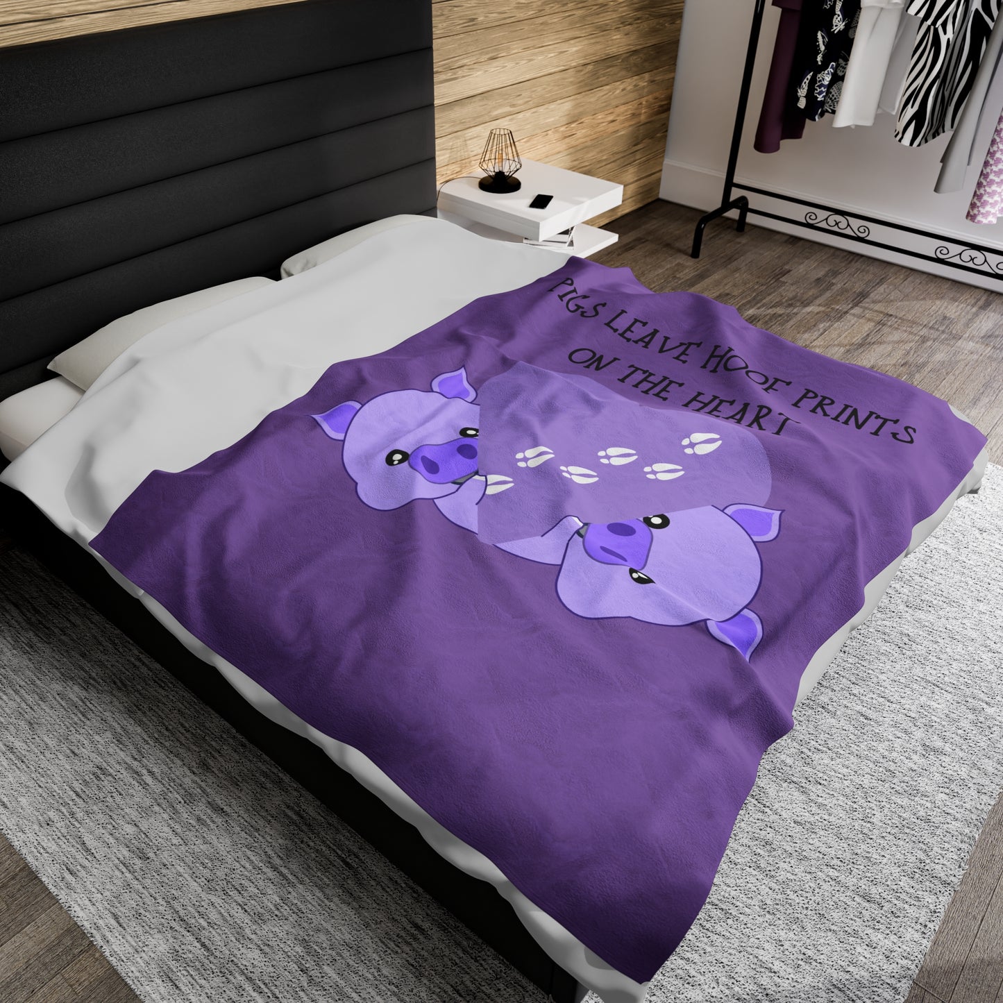 Pigs leave Velveteen Plush Blanket