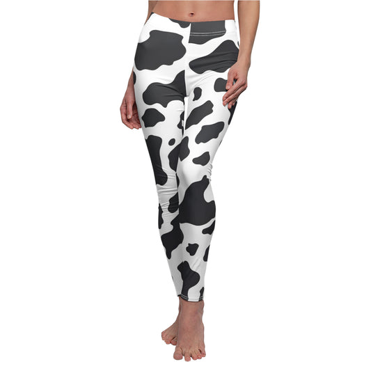 Cow Print Women's Cut & Sew Casual Leggings (AOP)