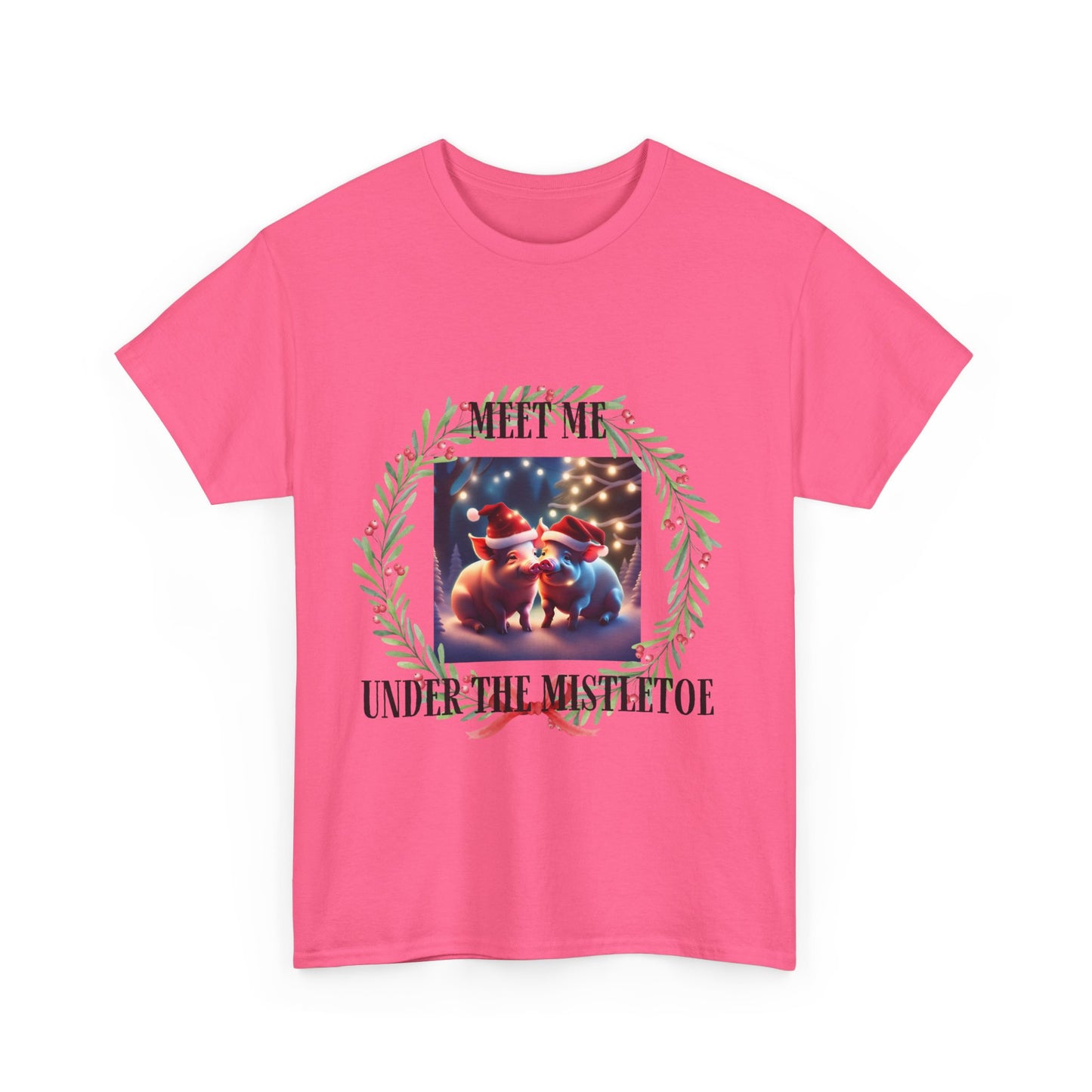 Mistletoe Pigs Unisex Heavy Cotton Tee