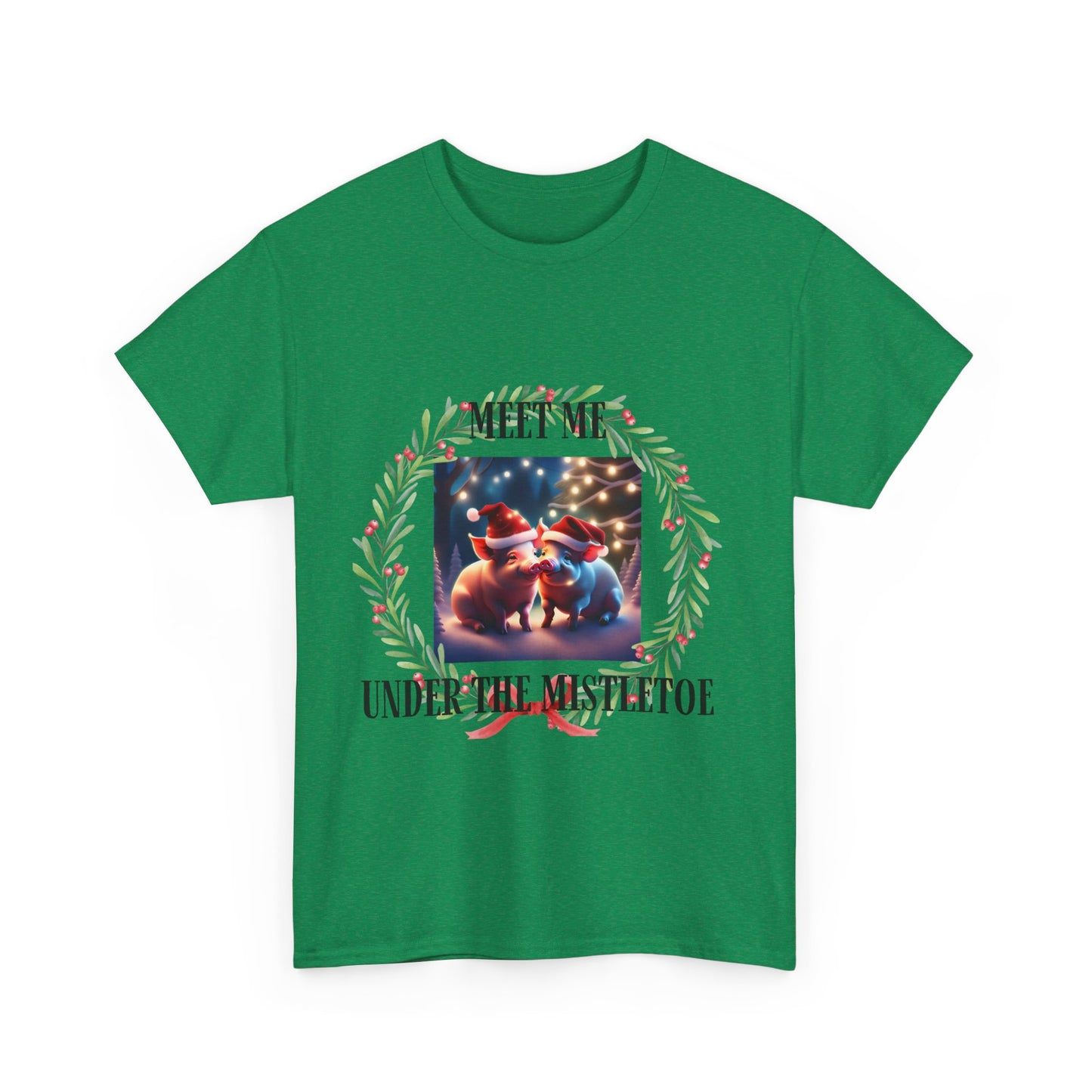 Mistletoe Pigs Unisex Heavy Cotton Tee