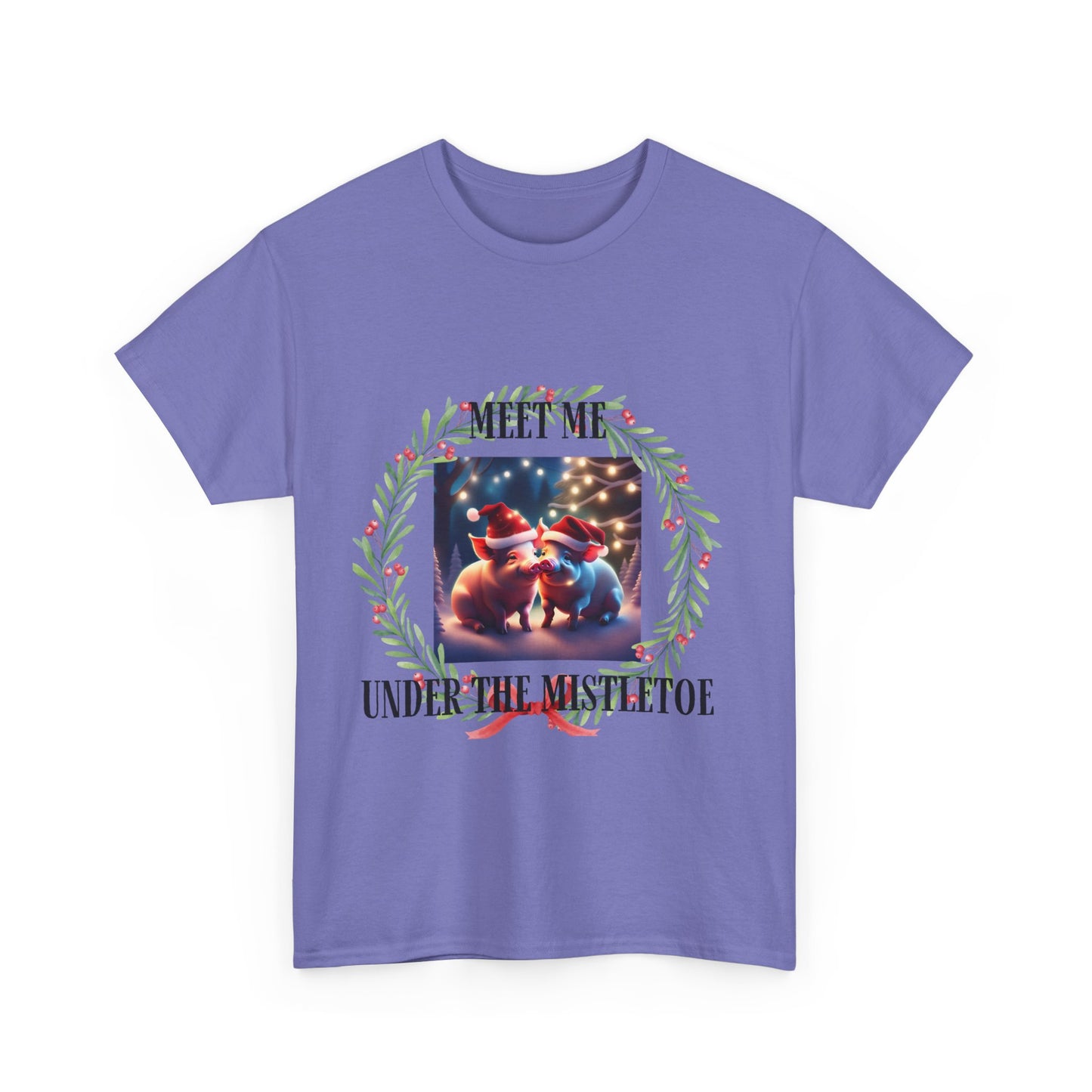 Mistletoe Pigs Unisex Heavy Cotton Tee