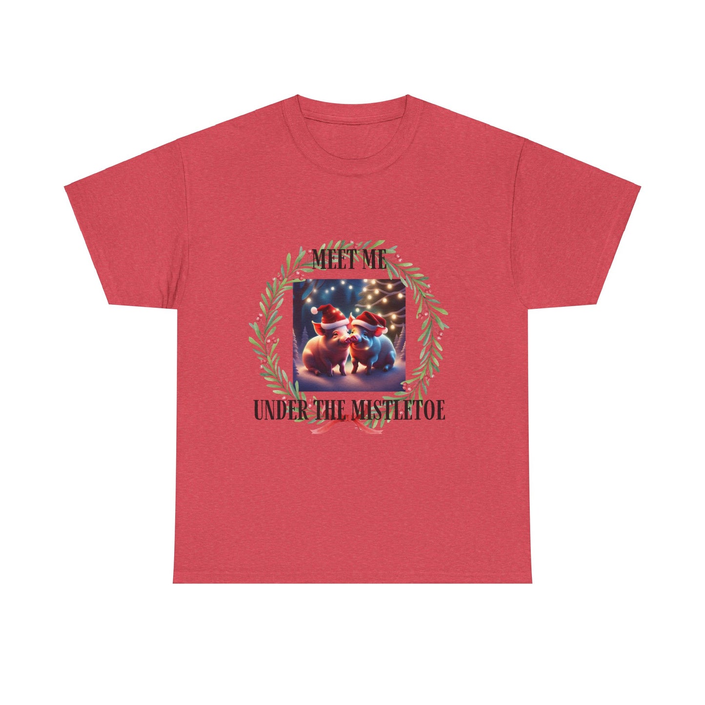 Mistletoe Pigs Unisex Heavy Cotton Tee