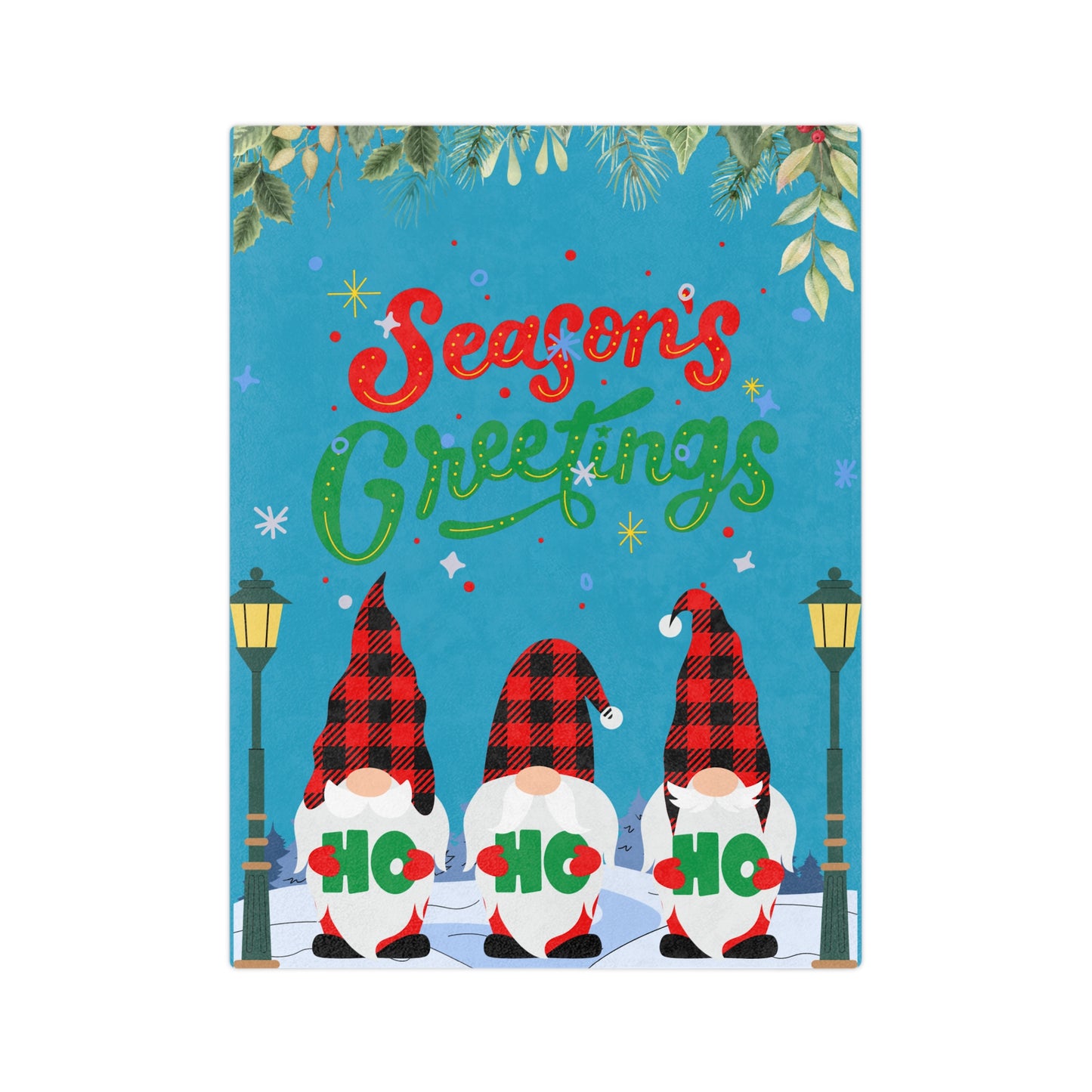 Season Greetings Velveteen Microfiber Blanket