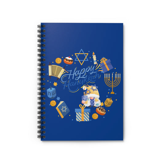 Happy Hanukkah Spiral Notebook - Ruled Line