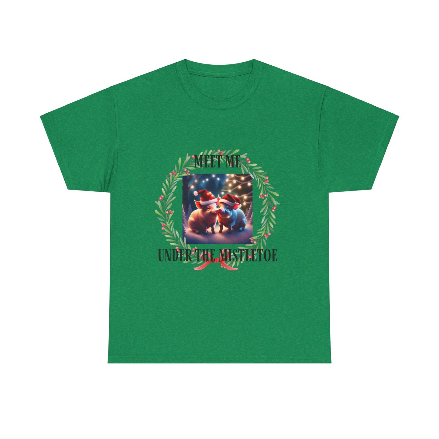 Mistletoe Pigs Unisex Heavy Cotton Tee