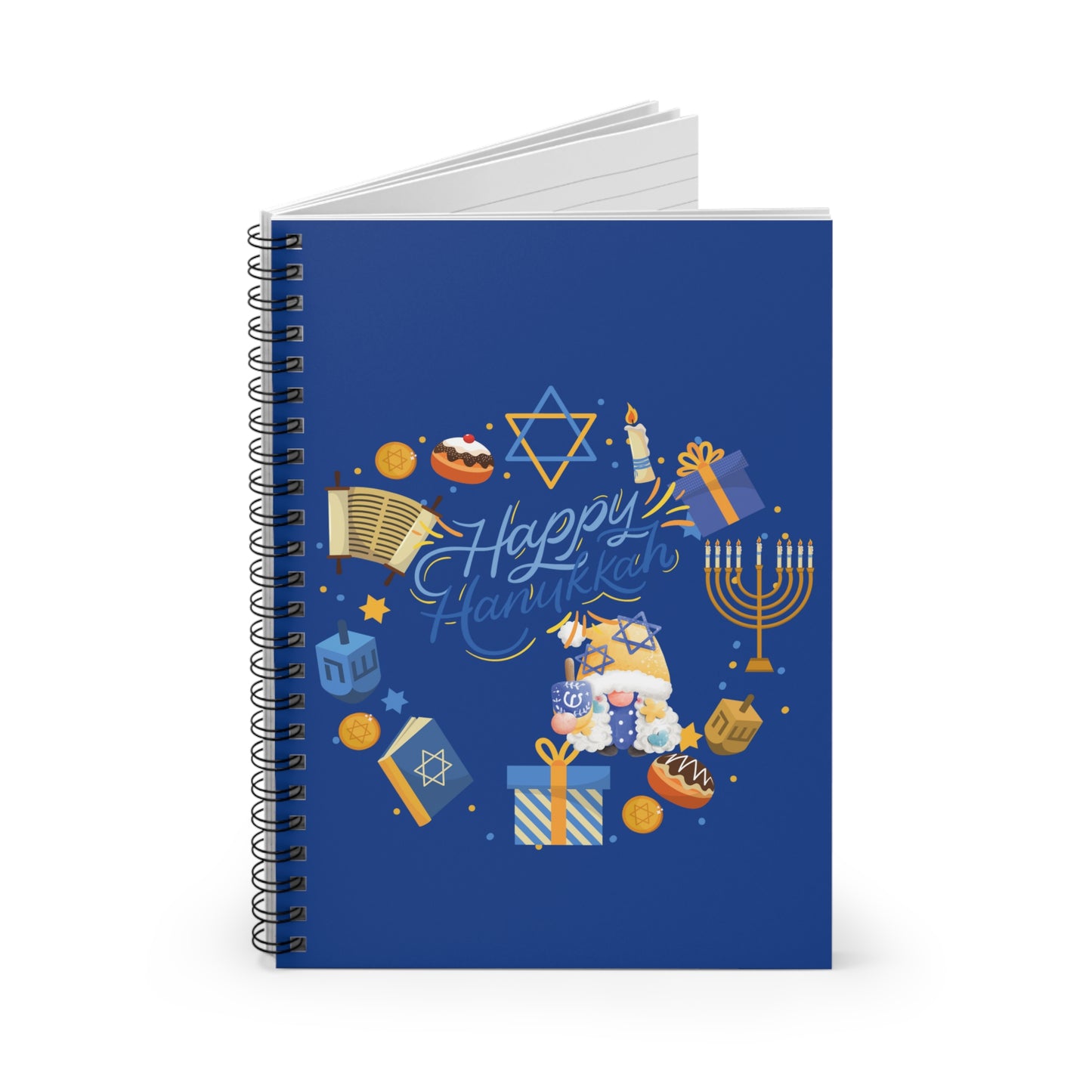 Happy Hanukkah Spiral Notebook - Ruled Line