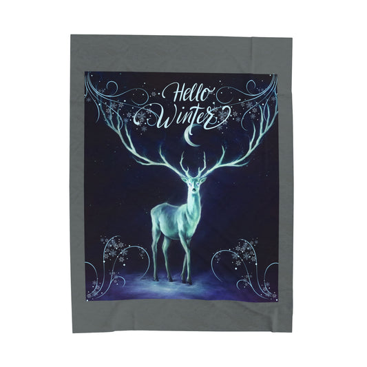 Hello Winter Velveteen Plush Blanket