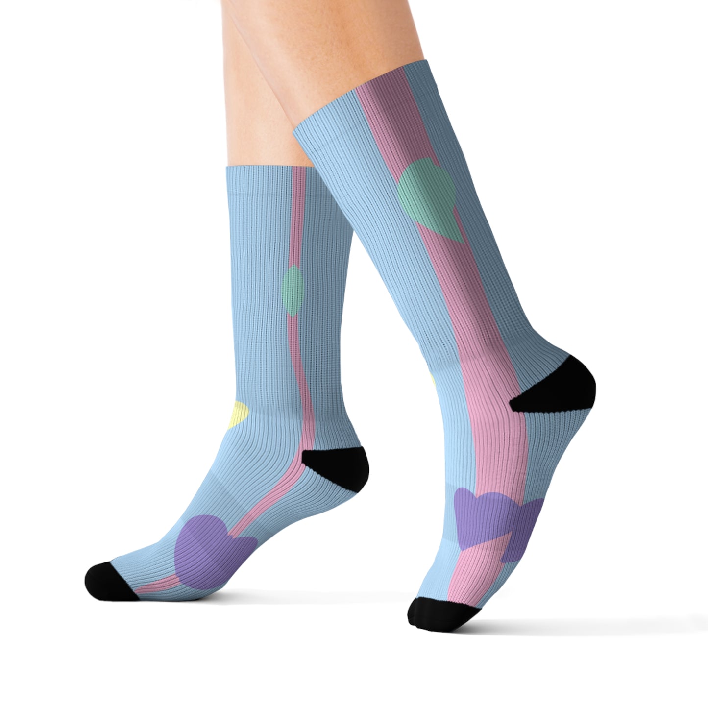 Pastel Hearts Sublimation Socks