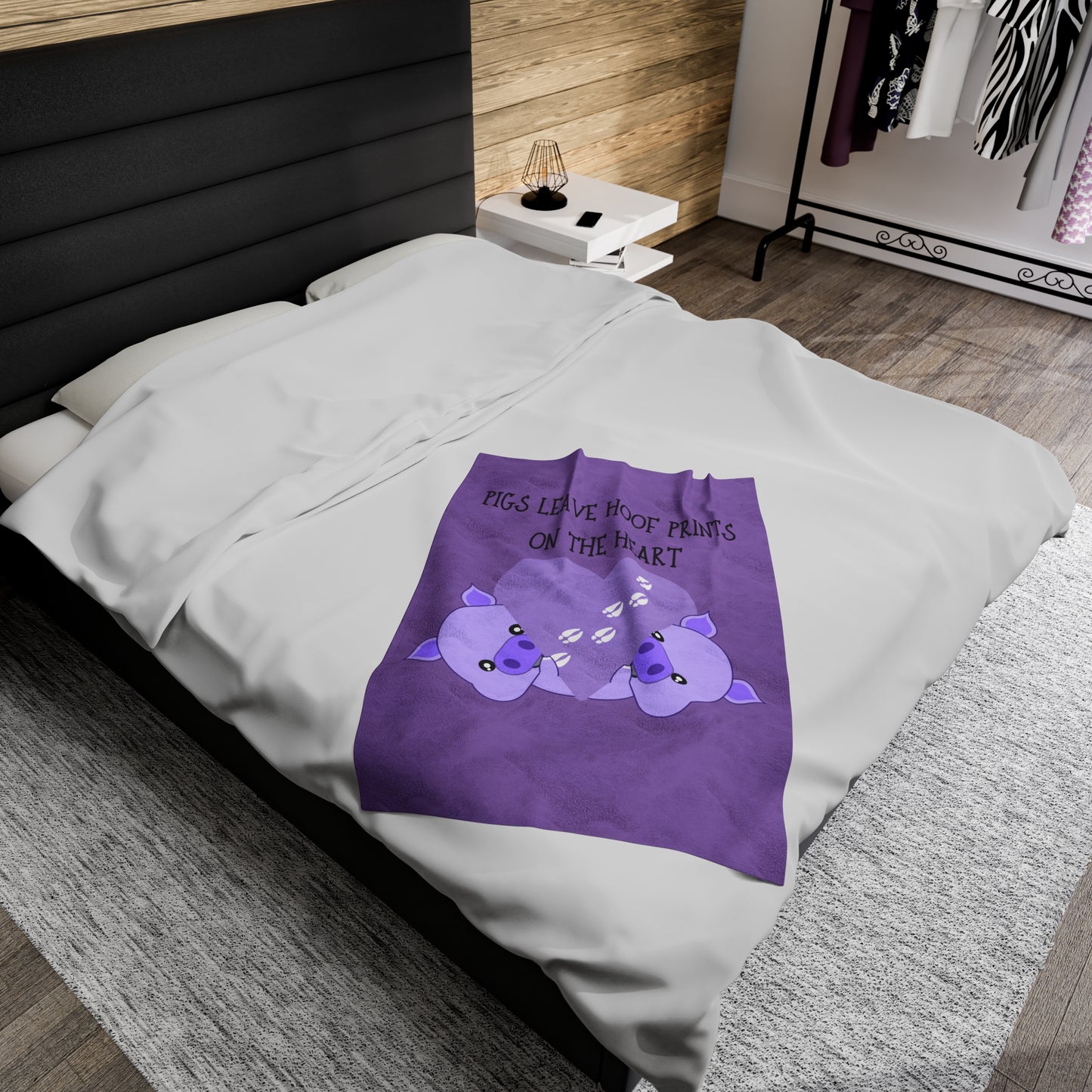 Pigs leave Velveteen Plush Blanket