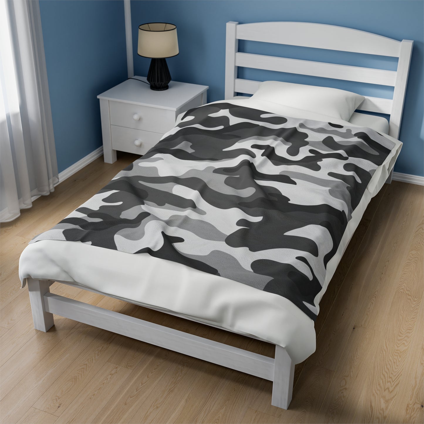 Gray Camo Velveteen Plush Blanket