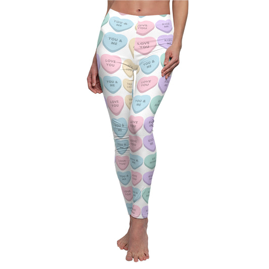 Candy Hearts Women's Cut & Sew Casual Leggings (AOP)