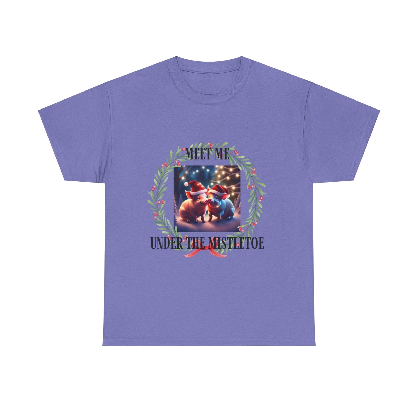 Mistletoe Pigs Unisex Heavy Cotton Tee
