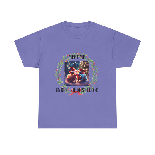 Mistletoe Pigs Unisex Heavy Cotton Tee