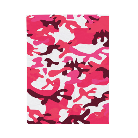 Pink Camo Velveteen Plush Blanket