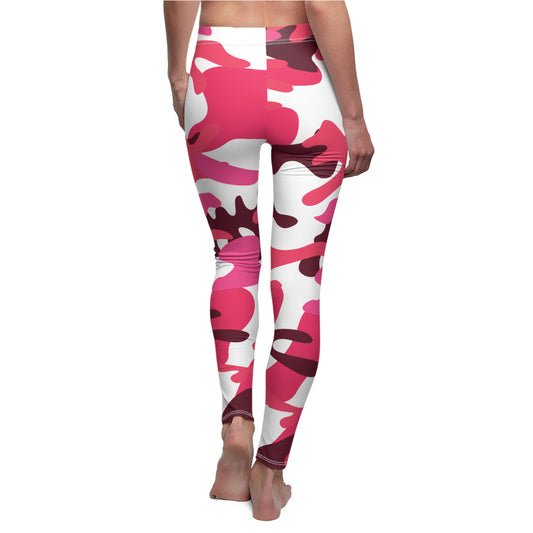 Pink Camo Women's Cut & Sew Casual Leggings (AOP)