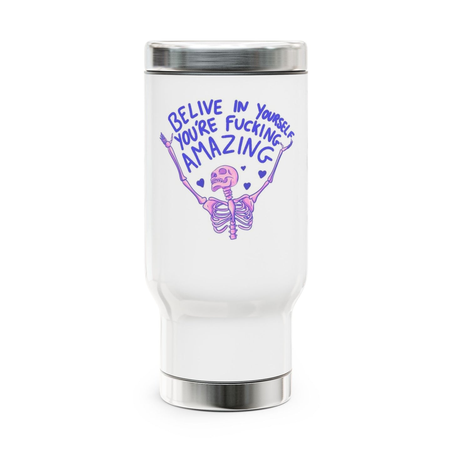 Believe Stainless Steel Travel Mug with Handle, 14oz