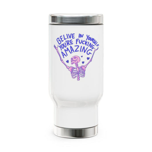 Believe Stainless Steel Travel Mug with Handle, 14oz