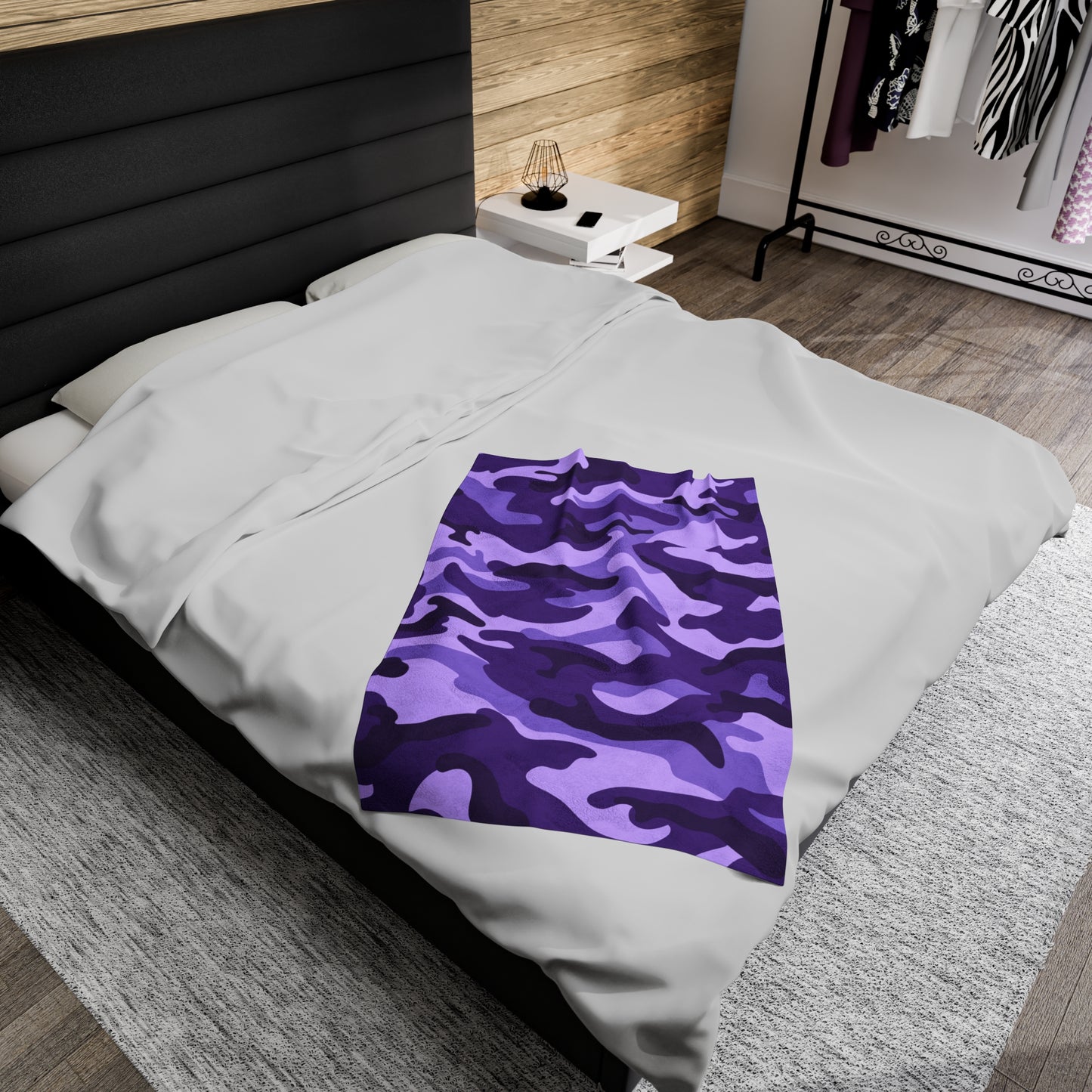 Purple Camo Velveteen Plush Blanket