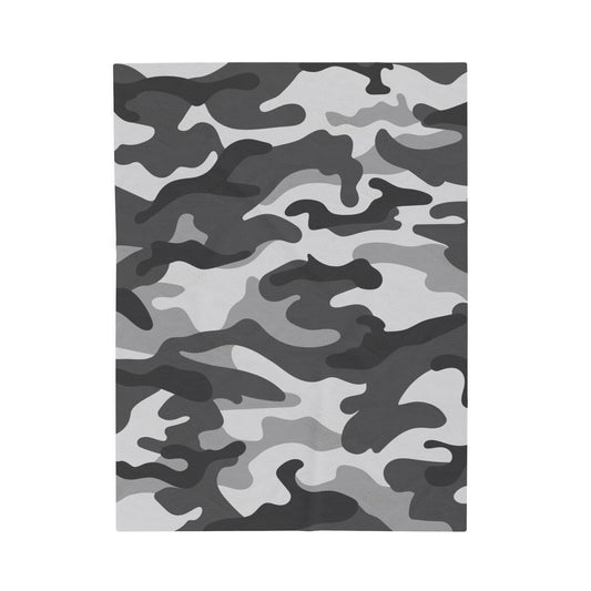Gray Camo Velveteen Plush Blanket