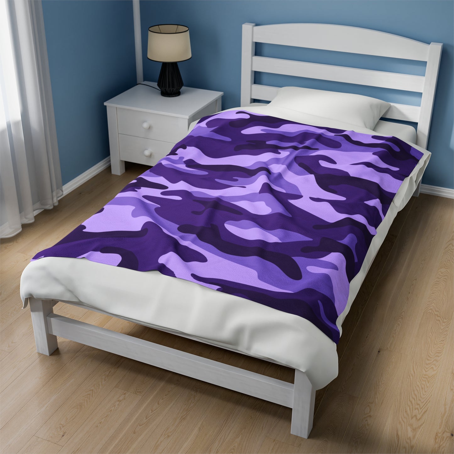 Purple Camo Velveteen Plush Blanket