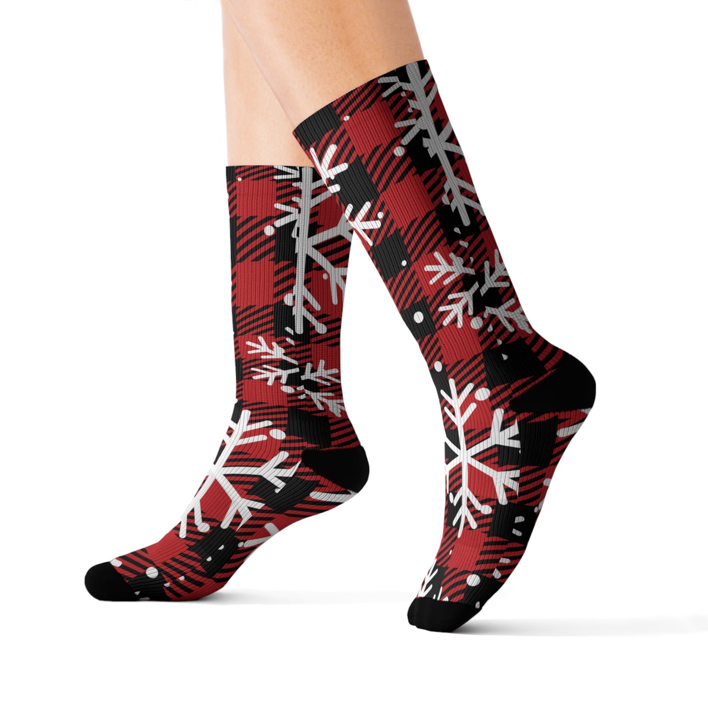Plaid w/snow Sublimation Socks